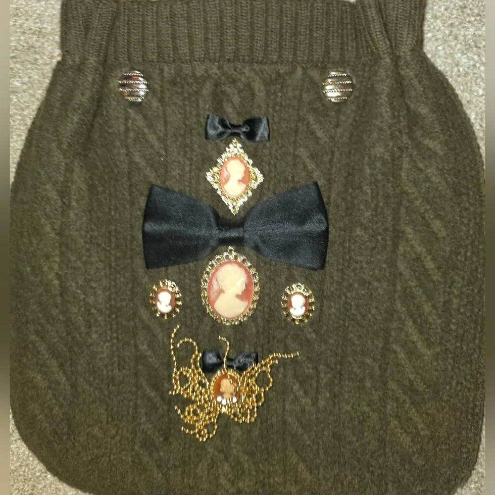 Hand Crafted Upcycled Felted Sweater Purse With Vintage Jeweled Embelishments